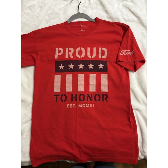 Ford Proud to Honor American Flag Mens M USA Patriotic Graphic Retro Motorsports - Picture 3 of 6